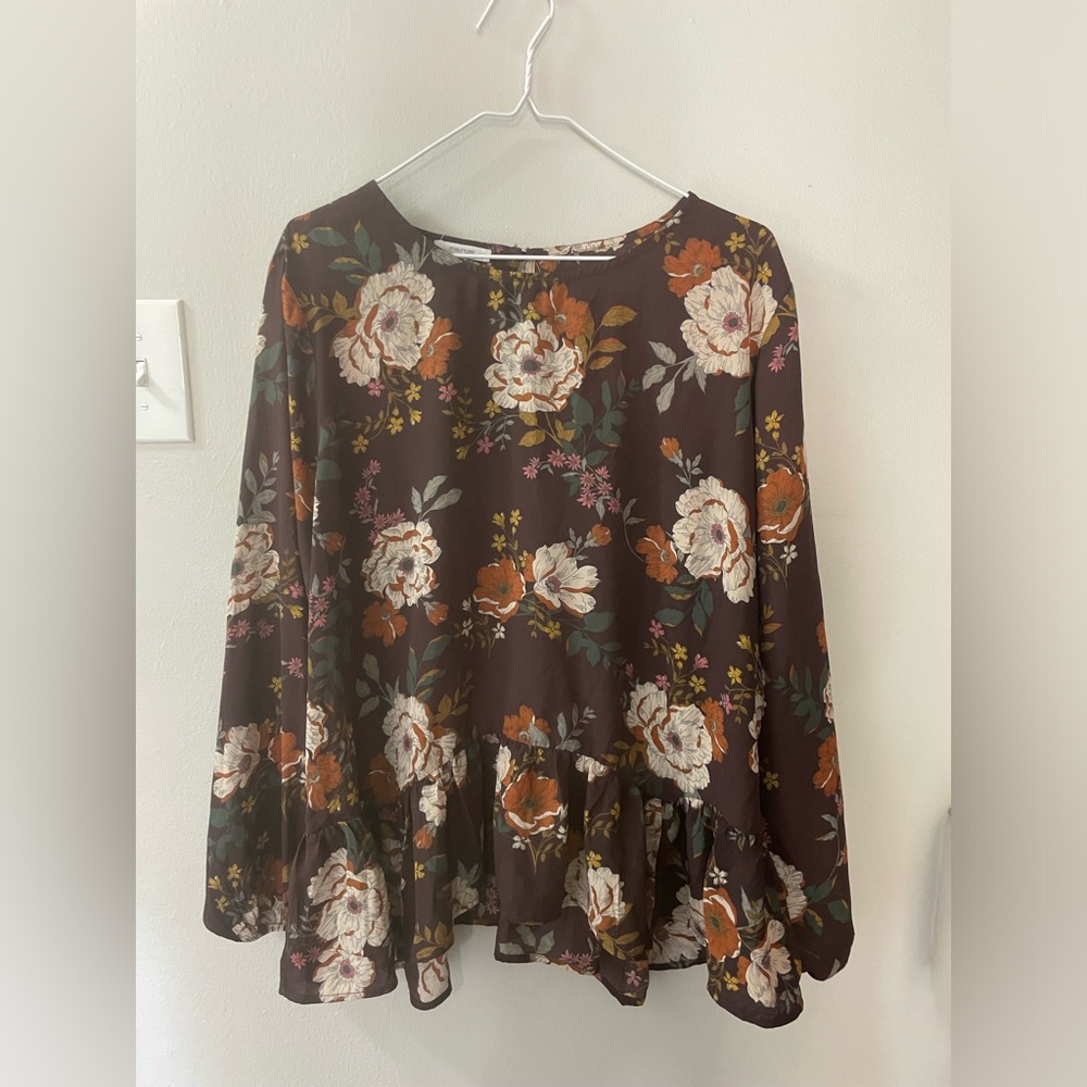 Women’s Maurice’s XXL Brown Floral See Thru Blouse Tote9